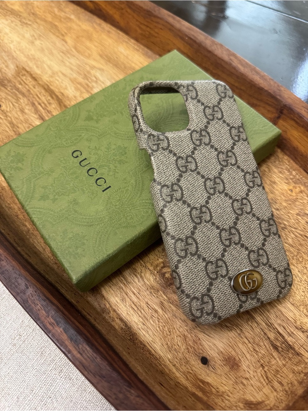 Gucci Ophidia iPhone Case - GG Supreme Canvas Beige/Ebony (iPhone 12)